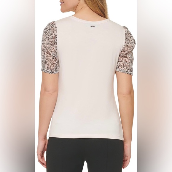 DKNY Women's Chiffon Sleeve Soft Knit Pink Top XL NWT - Picture 4 of 5